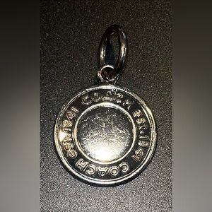 Authentic coach dangling tag charm silvertone